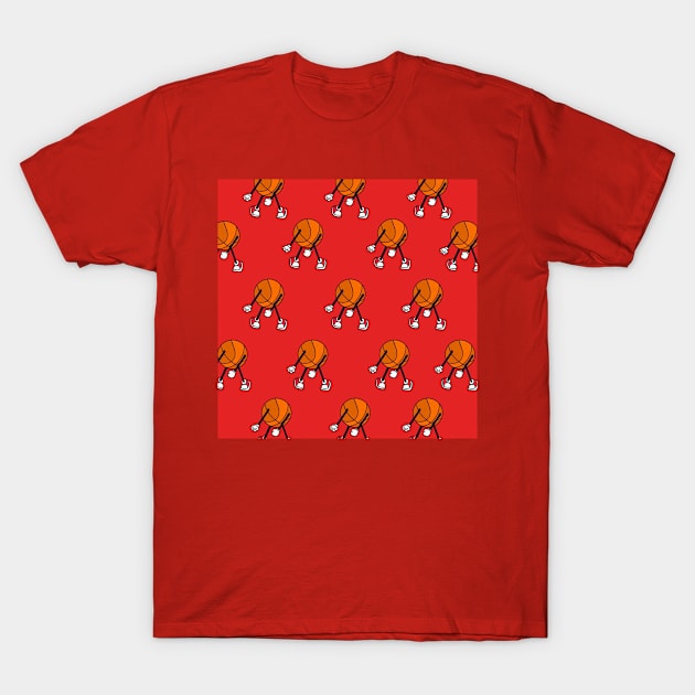 Cool basketball motif in red for basketball game T-Shirt by KK-Royal